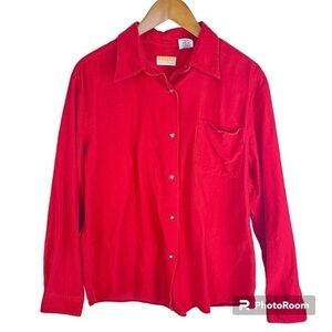 Weekend Provisions Red Corduroy Vintage 90s Western Button Down Shirt Size Large